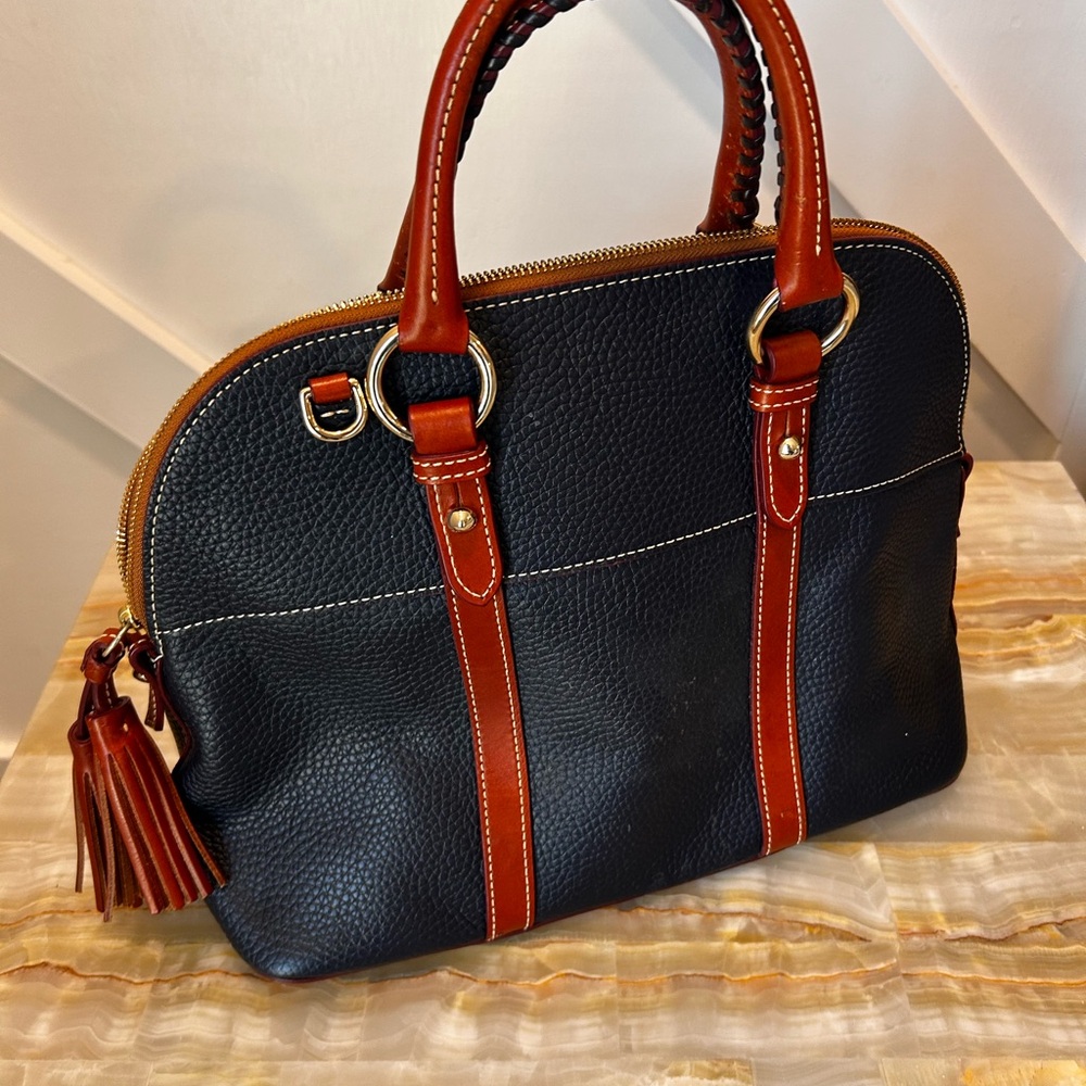 Dooney & Bourke Black and Tan Satchel - Picture 2 of 5